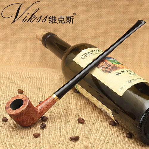 VIKSS/维克斯花梨木阅读斗加长嘴直式烟斗 男士烟具送礼佳品