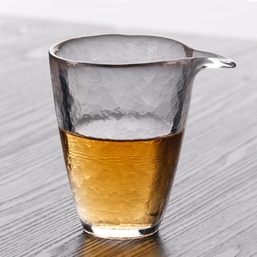 手工甩制 锤纹耐热玻璃公杯匀杯 加厚公道杯 普洱分茶器水晶茶杯