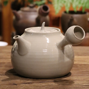 侧把陶壶功夫泡茶具 红茶 岩茶 普洱 柴烧纯手工家用烧水煮茶日式
