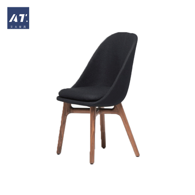 AIVTAI/创意设计师家具solo dining chair进口布艺实木脚餐椅