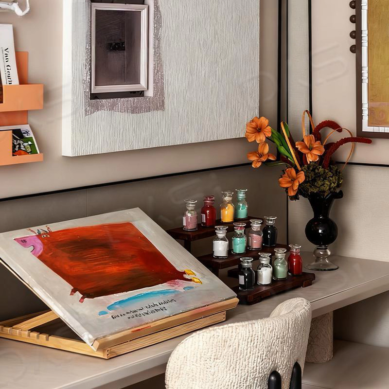 儿童房绘画主题装饰样板间客厅书房书桌柜玻璃花瓶颜料装饰品摆件