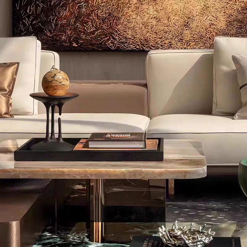 现代中古风样板间售楼处洽谈区大厅桌面蜡烛台鸟巢烟灰缸托盘摆件