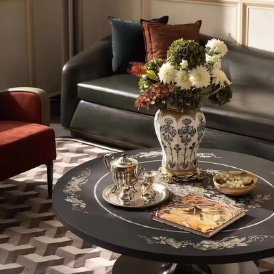 中古风客厅摆件老钱风氛围感样板间洽谈桌接待区好物美学软装陈列