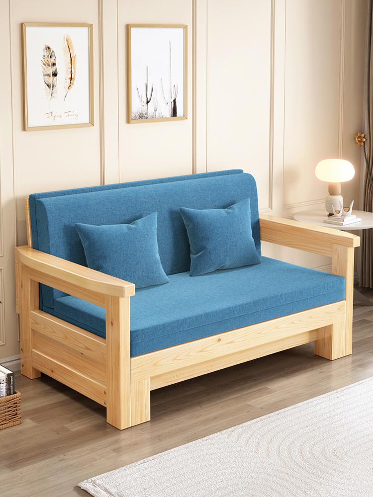 日式可折叠纯实木多功能沙发床