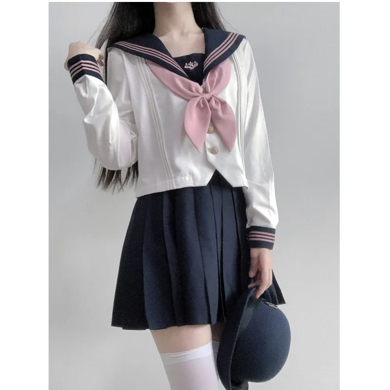 日系正统原创jk制服水手服长短袖气质风琴褶学院风百褶裙套装