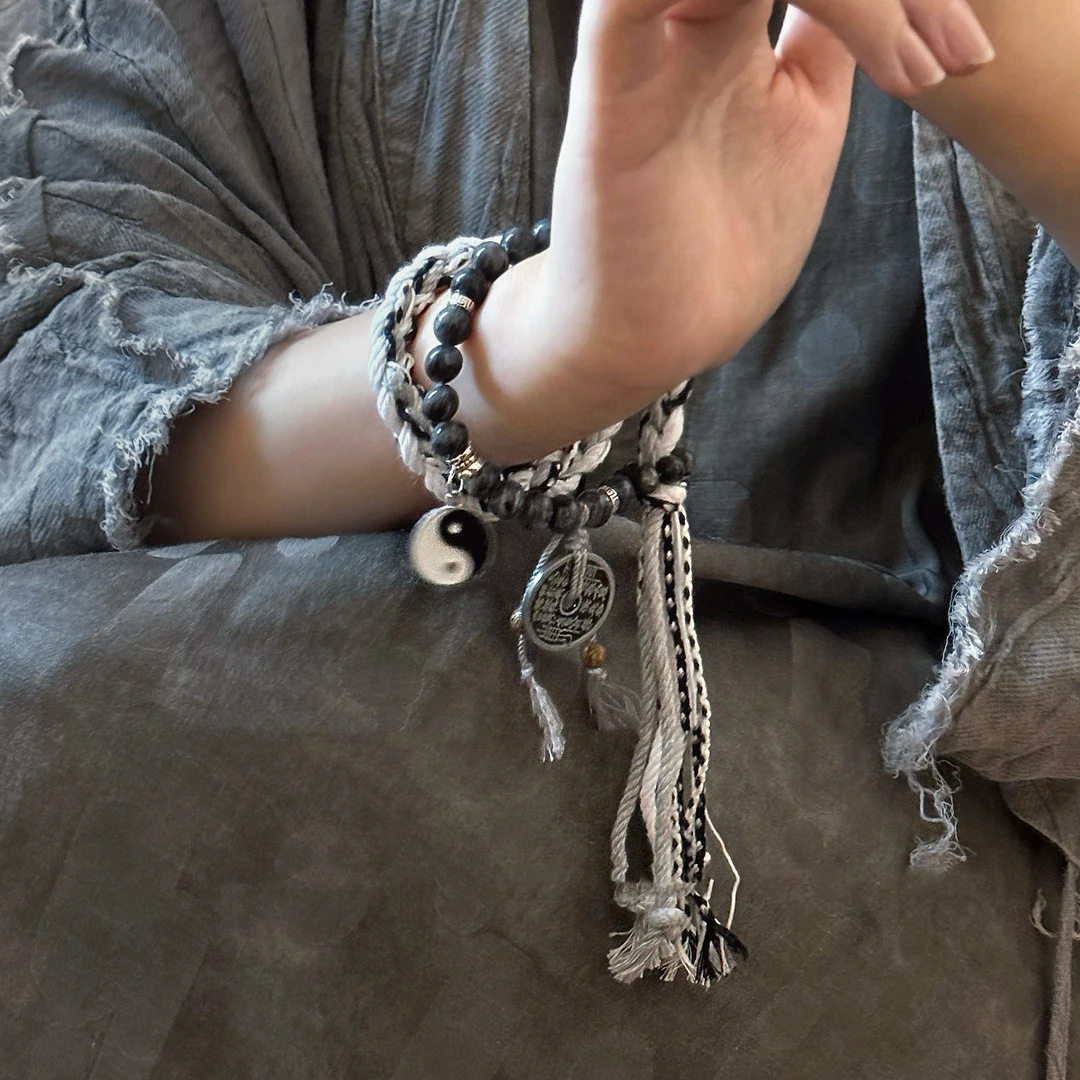 手作双生太极山鬼花钱手绳男手链女编织小众设计情侣款手串新中式