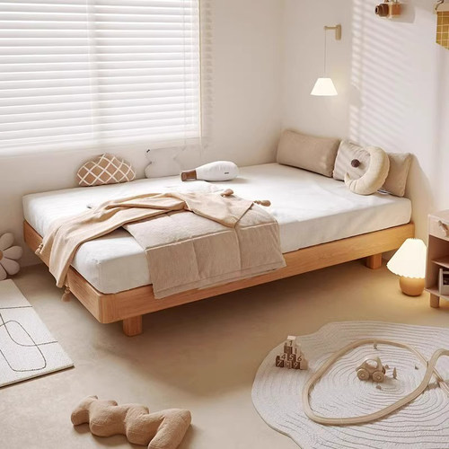 红橡木悬浮床全实木地台床无床头排骨床架榻榻米1.2/35/8米双人床