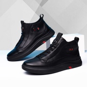 广州男鞋 秋冬新款 保暖加绒真皮休闲棉鞋 正品 软底防滑百搭鞋 子男