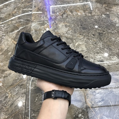 广州真皮男鞋时尚休闲板鞋韩版潮流时尚厚底系带舒适头层牛皮皮鞋