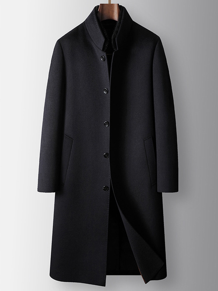 圣彼嘉羊绒大衣男长款貂毛立领脱卸兔毛内胆桑蚕丝羊毛风衣外套男,男装,毛呢大衣,淘宝优惠券,粉丝福利购,淘宝优惠卷