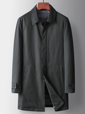 圣彼嘉风衣男中长款轻薄羽绒服冬季大衣商务休闲加厚男士高端外套