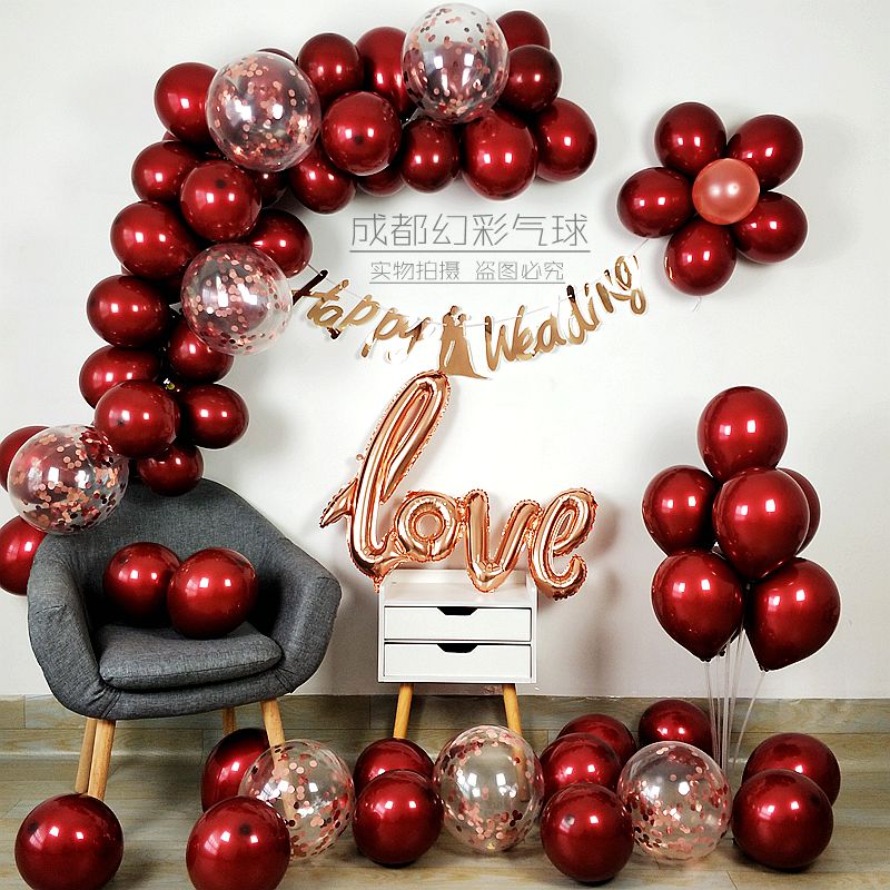 双层宝石车厘子香奈婚礼房红气球
