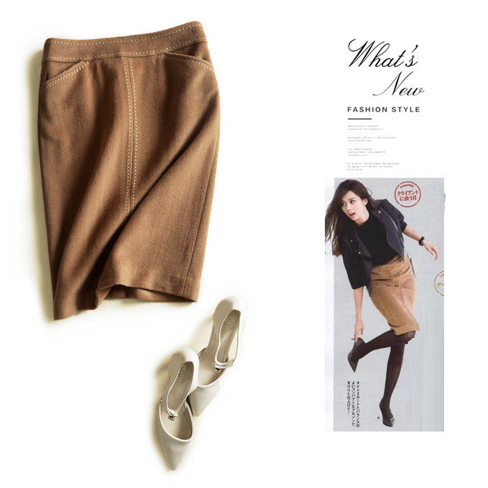 日式通勤 高端质感 拱针线装饰纯色羊毛羊绒修身半身裙 秋冬,女装/女士精品,半身裙,淘宝优惠券,粉丝福利购,淘宝优惠卷