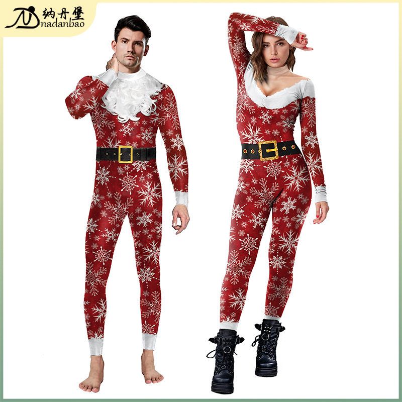 Christmas party cosplay costume jumpsuit跨境亚马逊圣诞连体服