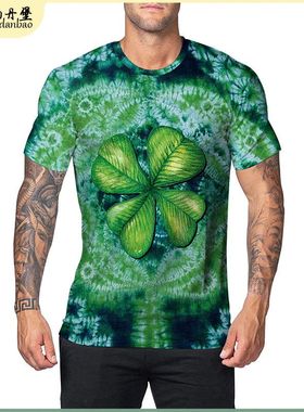爱尔兰绿帽子节圣帕特里克节服装跨境party tshirt mens clothes