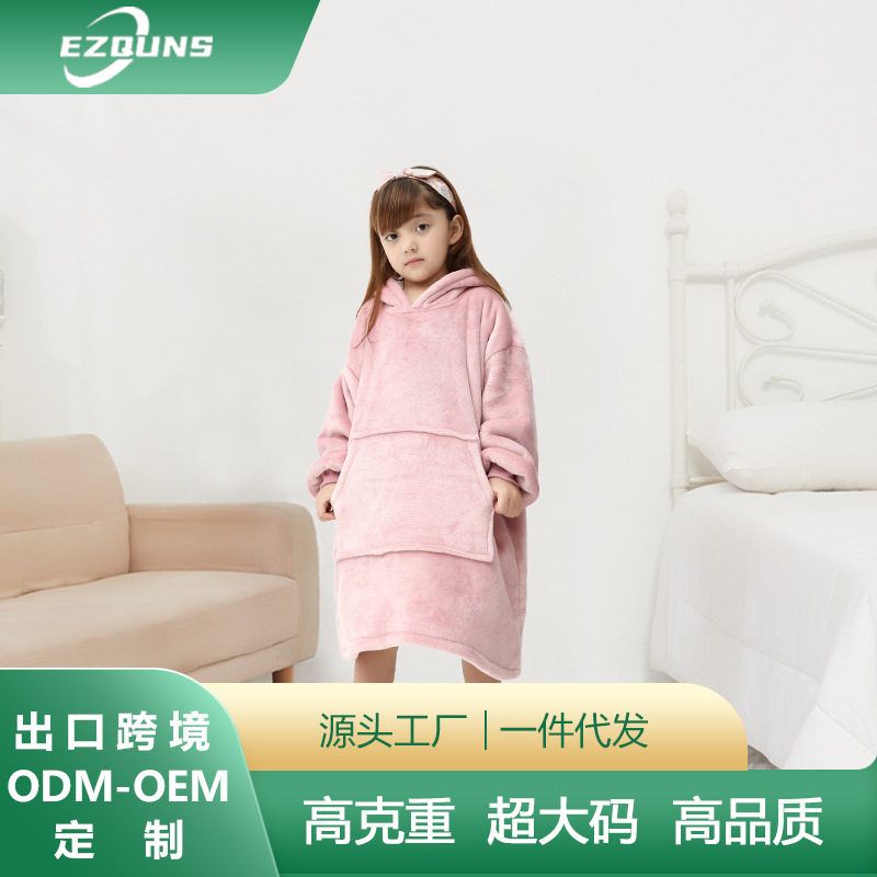 H oodie blanket hoodie kids亚马逊澳洲大码儿童懒人毯法兰绒毯