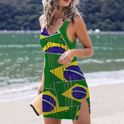 跨境亚马逊沙滩度假罩衫裙性感