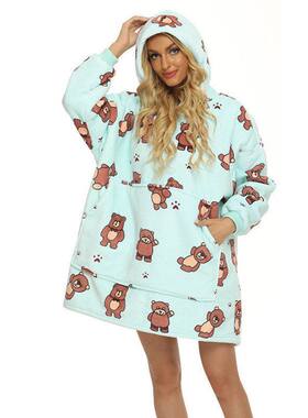 跨境睡衣hoodieblanketpajamas