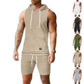 clothes 套装 shorts mens set跨境运动男背心短裤 shirt sports