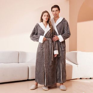 oversize pajamas nightgown couple跨境欧美珊瑚绒睡衣情侣睡袍