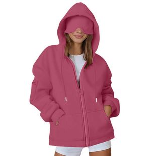 oversize hoodie women fashion跨境欧美宽松加绒圆领套头卫衣女