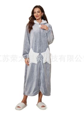 pajamas pyjamas pjamas women warm winter法兰绒冬长绒浴袍跨境