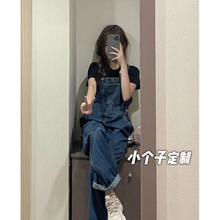 145小矮个子奶fufu背带裤女夏季150宽松直筒阔腿xs显高吊带连体裤