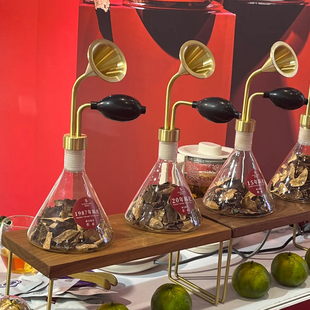 玻璃闻香瓶黄铜精油白酒器皿创意茶叶SPA水疗咖啡豆闻香仪体验器