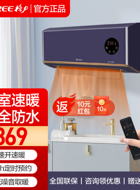 格力暖风机浴室壁挂取暖器浴霸防水居浴冷暖两用电暖器遥控款电热