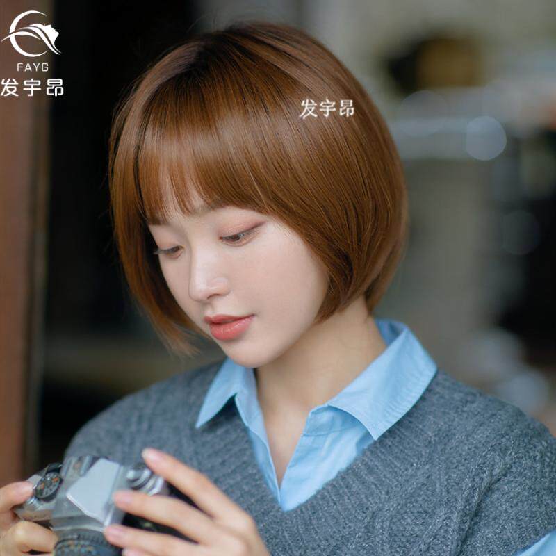 短发空气刘海真人发丝 可爱甜美女士时尚气质发型 递针逼真全头套