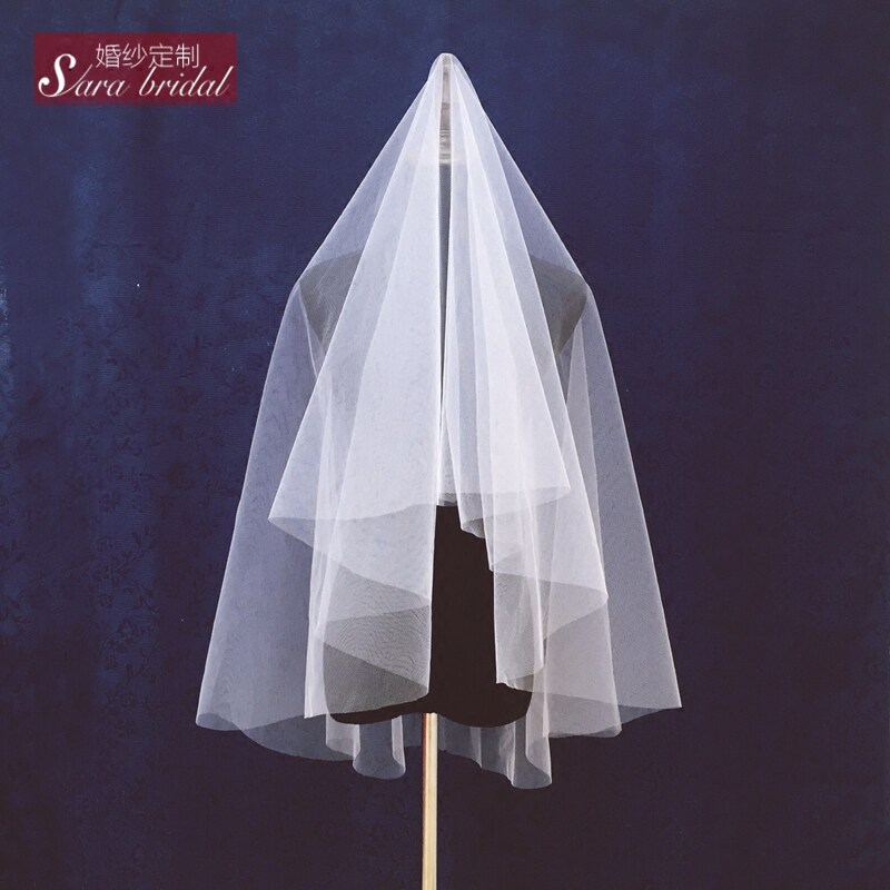 8单层硬头纱求婚派对自制简约新娘光纱素纱婚纱美国网短款韩式硬