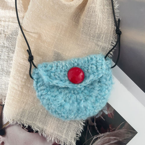 斜挎包耳机包小众创意首饰零钱包毛衣链装饰品mini背包毛线编织