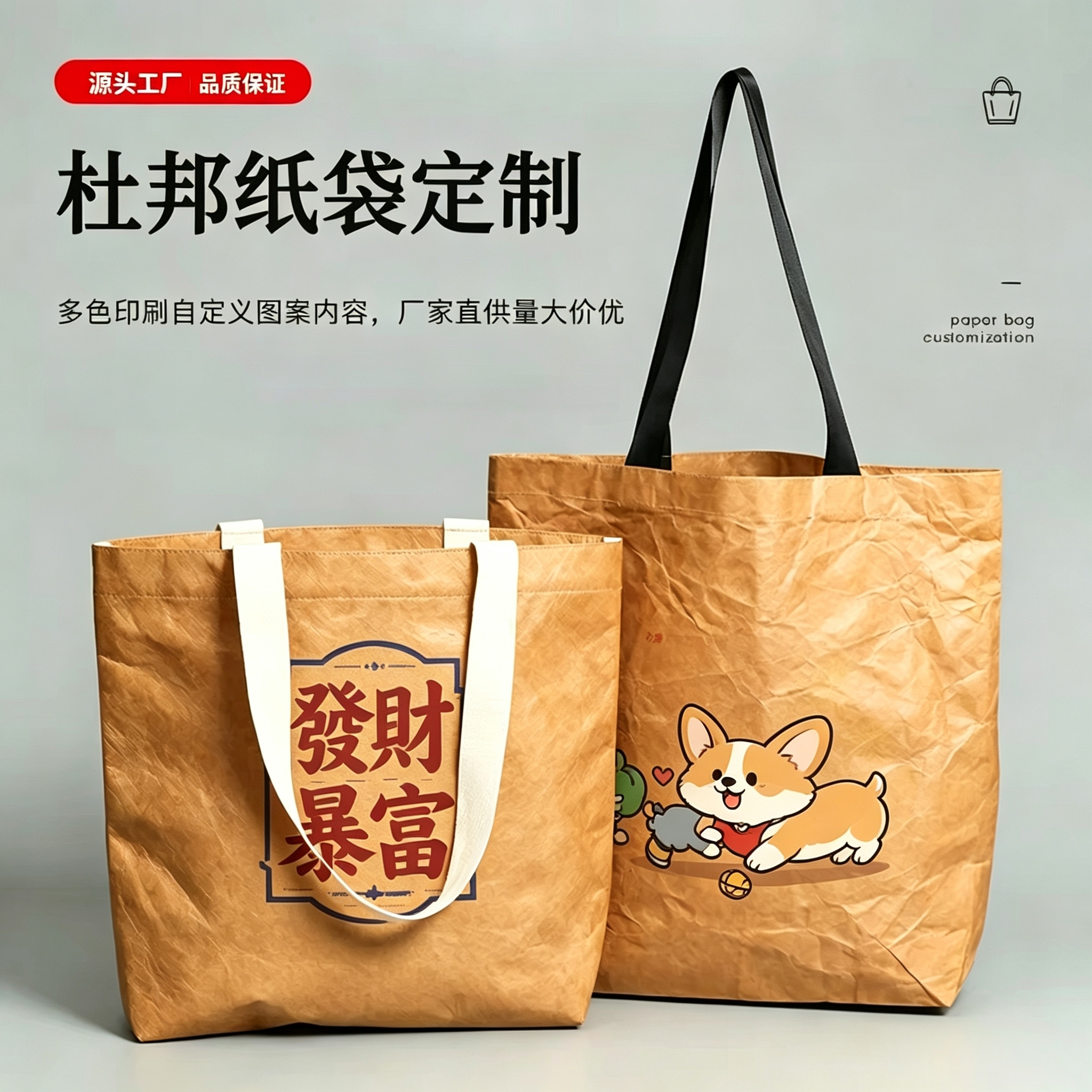 杜邦纸袋定制印logo可水洗牛皮纸耐撕手提袋环保广告袋帆布包定做