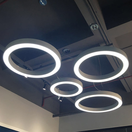 LED圆形圆环吊灯办公室健身房店铺大堂圆圈工业防风灯环形工程灯
