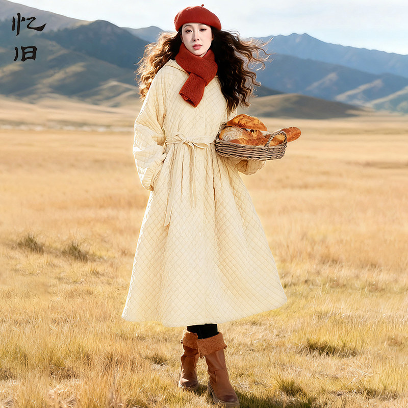 连帽棉服女冬季中长款保暖棉衣