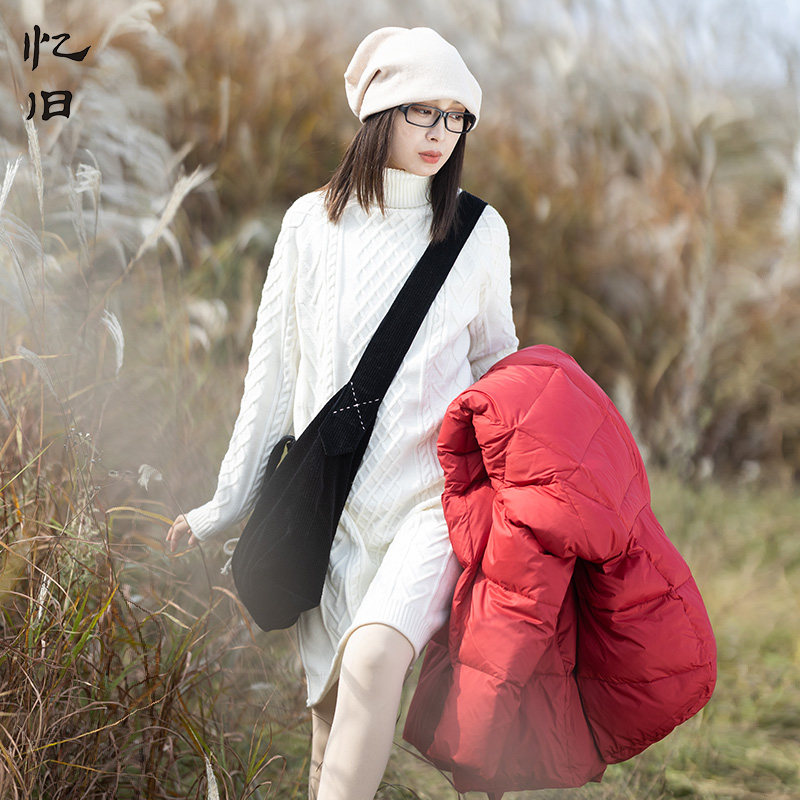 高领针织连衣裙女冬季保暖毛衣