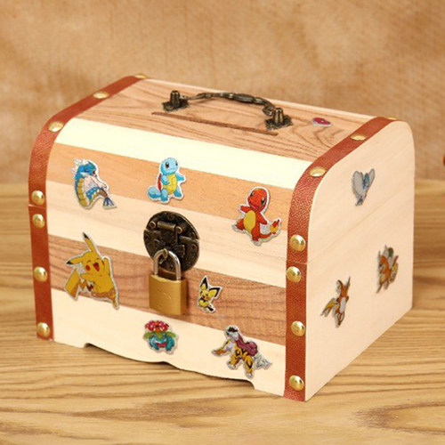 儿童实木存钱罐百宝箱带锁