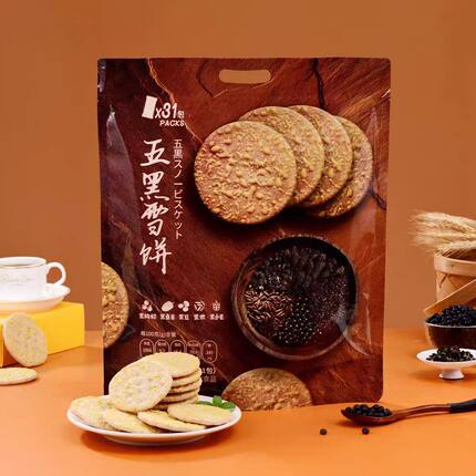 妙可熊五黑雪饼黑松露火腿味米饼办公休闲零食独立包装商超同款