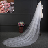 2021新款 软纱头纱白色双层新娘主婚纱拖尾头纱头饰带发梳 3米长款