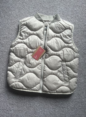 欧单H 女生秋季新款 卡其简约新雪丽填充棉服马甲