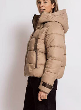 德单ZH 女生秋冬 新款简约时尚 厚面包连帽新雪丽棉服