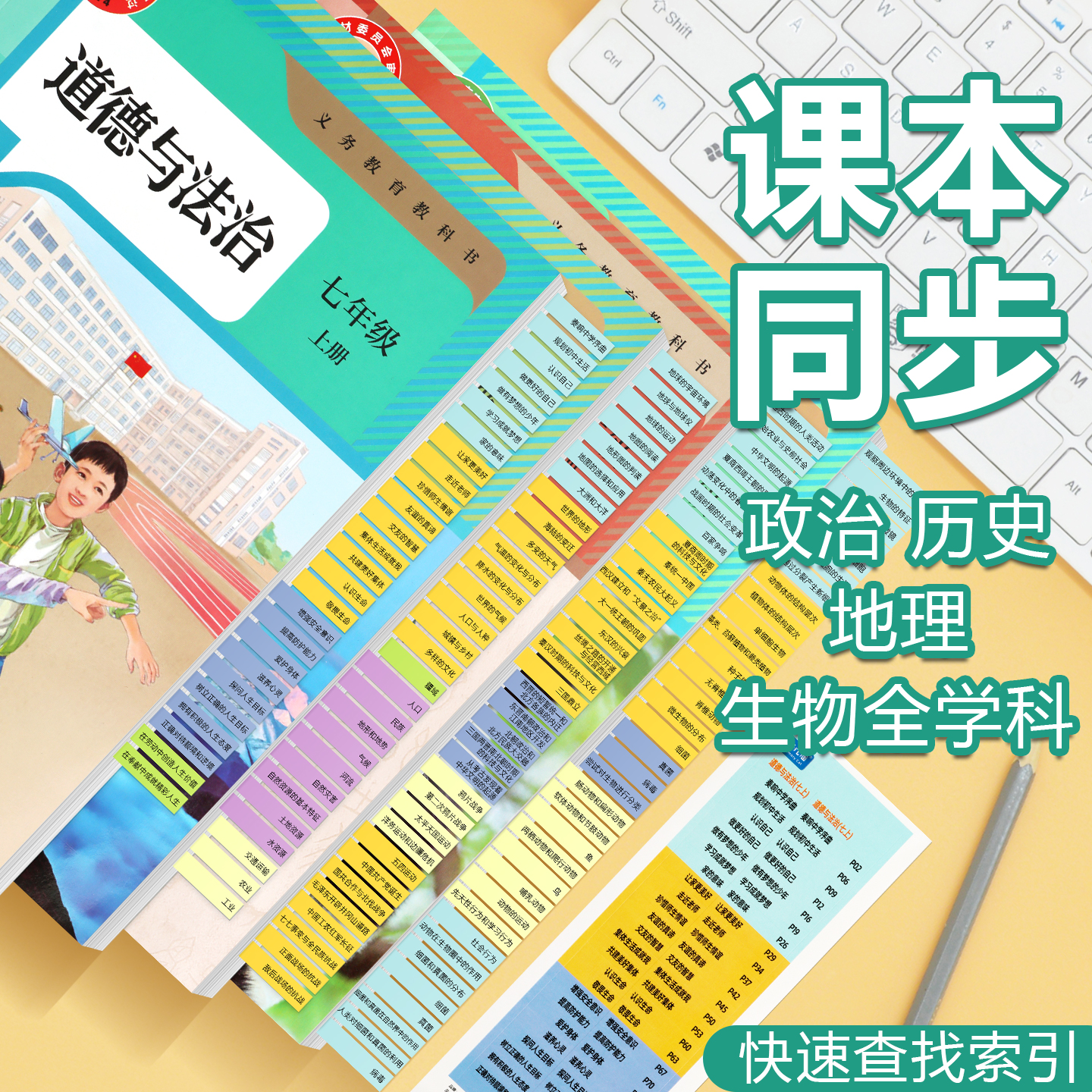 2025中考政治历史书目录标签贴纸