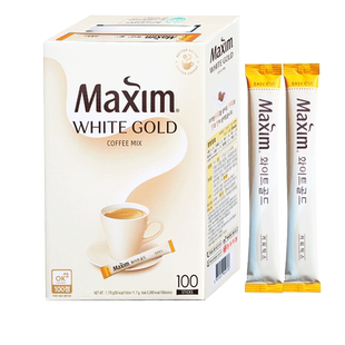 白金麦馨咖啡Maxim低因咖啡三合一韩国拿铁速溶咖啡100条礼盒装