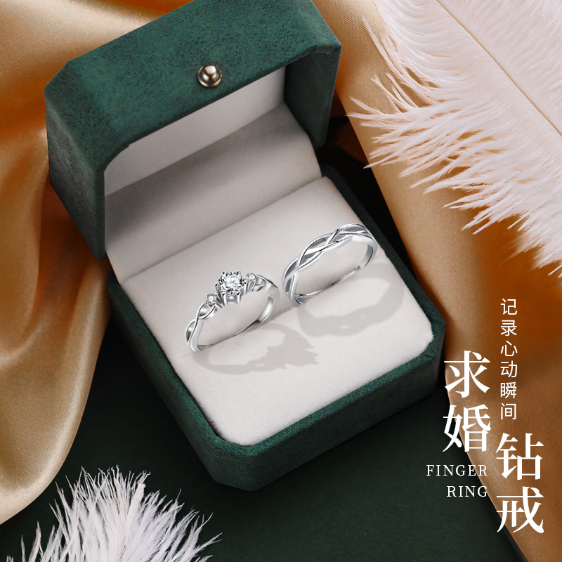戒指情侣款一对纯银男女对戒小众饰品简约活口刻字生日礼物送女生
