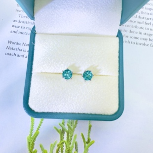 s925银针防过敏高级感经典六爪帕拉伊巴蓝耳钉精致时尚气质