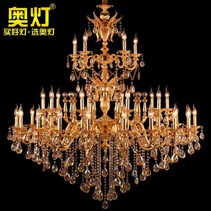 奥灯锌合金水晶灯欧式别墅大型工程酒店三层复式楼梯长吊灯8523