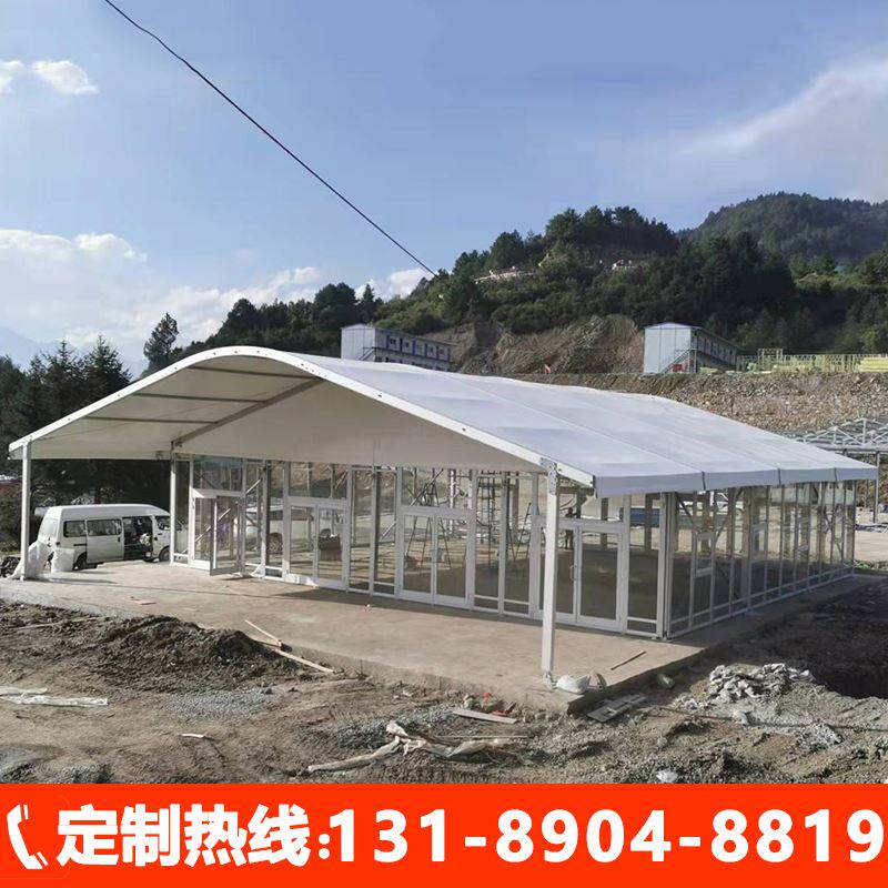弧形玻璃墙帐篷成都铝合金人字顶阳光房高档餐饮大棚定制活动篷房