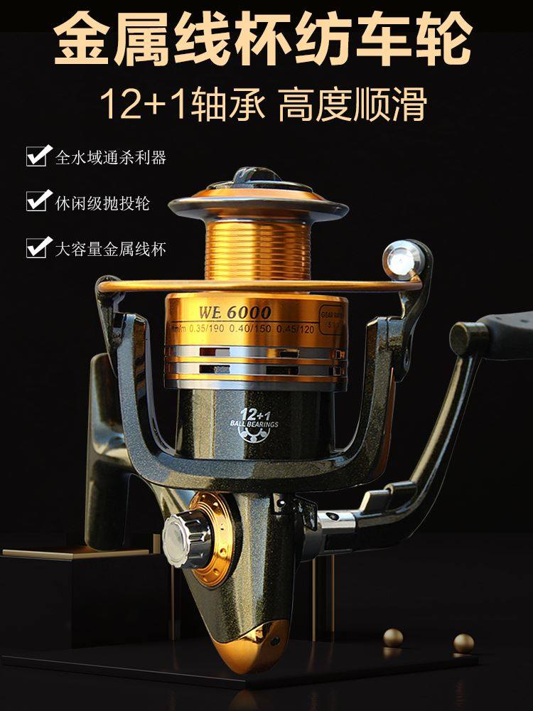纺车轮全金属线杯海钓路亚竿轮马口远投渔轮冰钓线轮手摇海水鱼轮