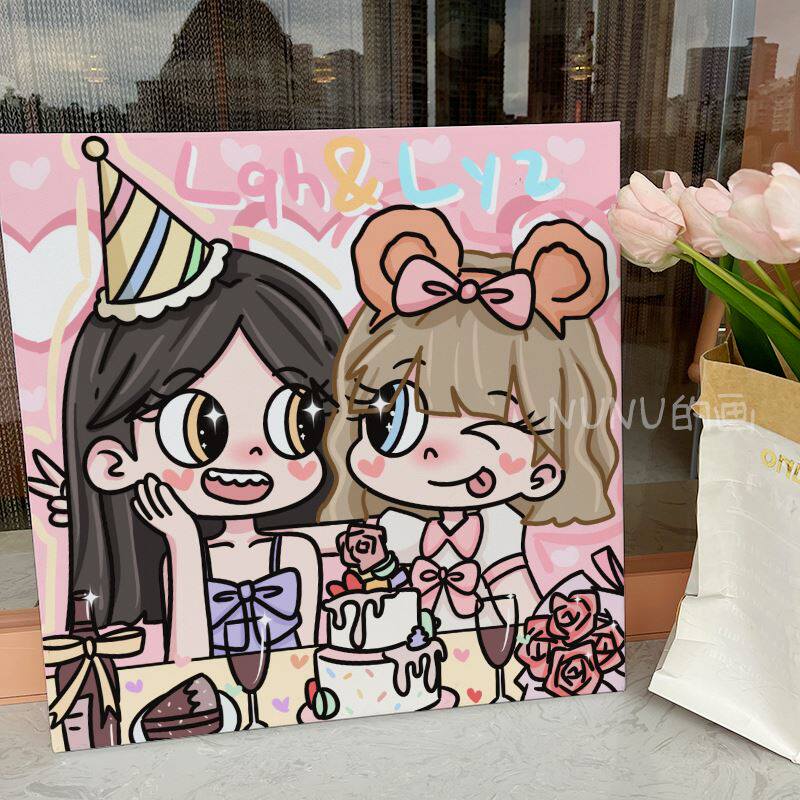 我要变成装饰画星蝶公主照片定制装饰画人物头像卡通情侣结婚礼物