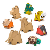 马年手工diy纸盒动物拼插模型儿童纸箱恐龙diy涂鸦小马制作材料包